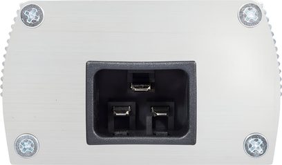 Multiprise Supra MainBlock MD08-EU/SP MK3 grå med 3 sorte hunstikkontakter på forsiden, set forfra