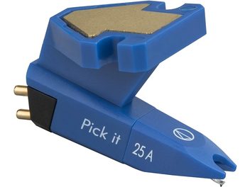 Blauw Pro-Ject Pick it 25 A draaitafel-element, bovenaanzicht en zijaanzicht, driehoekige vorm, diamanten naald
