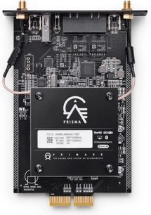 Placa de extensão para eletrônicos hi-fi Primare Módulo SM35 Prisma preta, vista superior, componentes eletrônicos visíveis