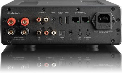 Ampli hi-fi стерео SVS Prime Wireless Pro SoundBase черен, преден и заден изглед, изглед отгоре, детайлна конективност