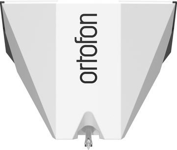 Cívka Ortofon 2MR Mono pro gramofonové desky, detailní pohled ze spodní strany, bílé tělo, šedý reprodukční hrot