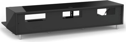 Tv-møbel Lima JRL1654T-BG i mat sort, 2 døre, 2 åbne nicher, metalben, rent og moderne design