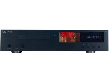 Odtwarzacz CD hi-fi Taga Harmony TCD-70T czarny, widok z przodu, prostokątny panel przedni, ekran cyfrowy, podświetlane lampy, okrągłe przyciski
