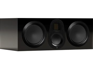 Monitor Audio Gold C250 6G centerhøjttaler, set forfra, 2 store cirkulære højttalere, 1 central diskant, sort finish
