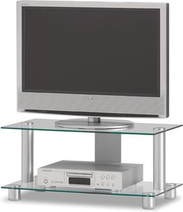 Just By Spectral TV8552-AL TV-møbel i glas og metal, med hylde til audio-/videoenheder og holder til fladskærm