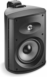Focal 100 OD6 højttaler, sort, set forfra, mat sort kabinet, rund sølvfarvet højttaler, central sort diskant