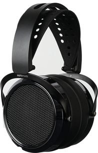 Hi-fi-hovedtelefoner Hifiman HE6 Remastered i sort med justerbar hovedbøjle og store ørekopper med åbent gitter