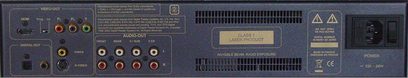Atoll Electronique DVD200 sort 4K Blu-ray-afspiller, bagside, audio/video-tilslutninger, HDMI-, optiske, koaksiale, USB-, Ethernet-porte, RCA-stik