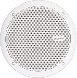 Inbouw plafondluidspreker ArtSound MDC64.2 wit rond met geperforeerd metalen rooster, vooraanzicht