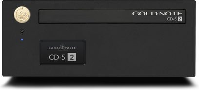 Musta Gold Note CD-5.2 -high-fidelity-CD-soitin, etunäkymä, jossa latausaukko ja pieni etunäyttö