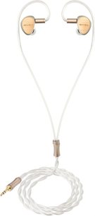 Sivga Que in-ear-oordopjes met goudkleurige behuizingen, witte gevlochten kabel en transparante oorhaken