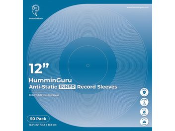 Buste interne antistatiche HumminGuru da 12 pollici per vinile, confezione da 50, busta blu traslucida