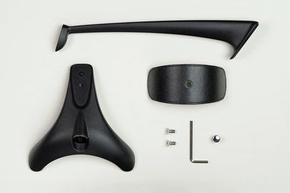 Tilbehør for hodetelefoner Meze Audio Manta, sett ovenfra, svart stativ, svart pute, 2 skruer, unbrakonøkkel, metallstykke