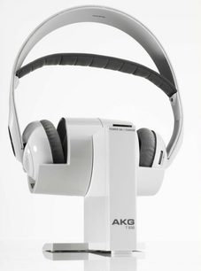 AKG K 930 hvide hovedtelefoner, set fra venstre side, polstret sort hovedbøjle, ovale åbne transducere med gitter