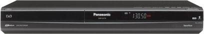 Panasonic DMR-EX79 Blu-ray-optager set forfra, digitalt display, kontrolknapper, diskskuffe, USB-port på forsiden