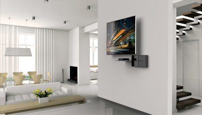 Meliconi Ghost Cubes Shelf must, audio-video seadmete seinakinnitus, klaasriiuliga ja integreeritud kaablisüsteemiga