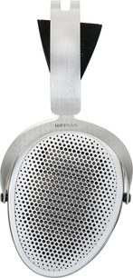 Casco abierto Hifiman Edition XV, auricular ovalado plateado en metal cepillado con rejilla hexagonal, vista frontal