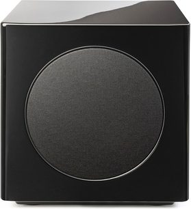 MartinLogan Abyss 10 subwoofer sort lakeret front med cirkulært gitter og blank sort finish