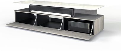 Nízký TV stolek Spectral JRM1650-WO divoký dub, 3 otevřené přihrádky, 2 zásuvky, bílá horní deska