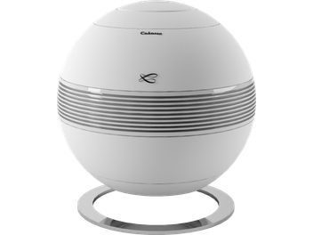 Subwoofer Cabasse The Pearl Sub hvid sfærisk med sølvfarvet gitter og ringformet sokkel