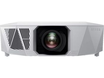 Epson EH-QL3000 hvid projektor, set forfra, central linse, trekantede ventilationsgitre, knapper til højre
