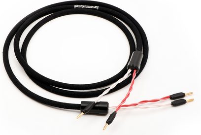 Sort snoet Nimed Reference Studio Cable HP (2 x 3m) med røde og sorte bananstikforbindelser i enderne