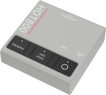 Trådløs HDT800 Advance Paris-sender, grå kabinet med sorte knapper, set ovenfra og forfra