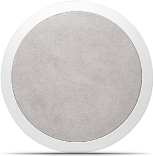 Vestavný kulatý bílý reproduktor Focal Custom IC 108, pohled zepředu, bílá kruhová perforovaná kovová mřížka