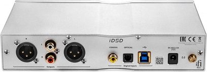 Audio konvertor DAC iFi Audio IDSD NEO Performance Edition stříbrný, pohled zepředu shora s konektory a ovládacími prvky