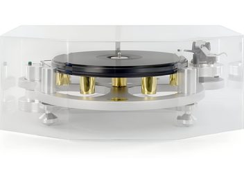 Coperchio trasparente in acrilico per giradischi Michell Engineering SEcure Cover, piatto nero e anello argentato