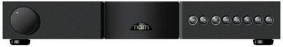 Naim Audio Nac 122X sort forstærker i sort med knapper, stik og volumenkontrol på forsiden