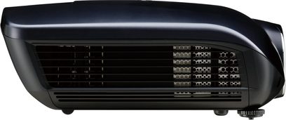 Mitsubishi HC6500 sort videoprojektor, set forfra, ventilationsgitter, kontrolpanel med knapper og indikatorer